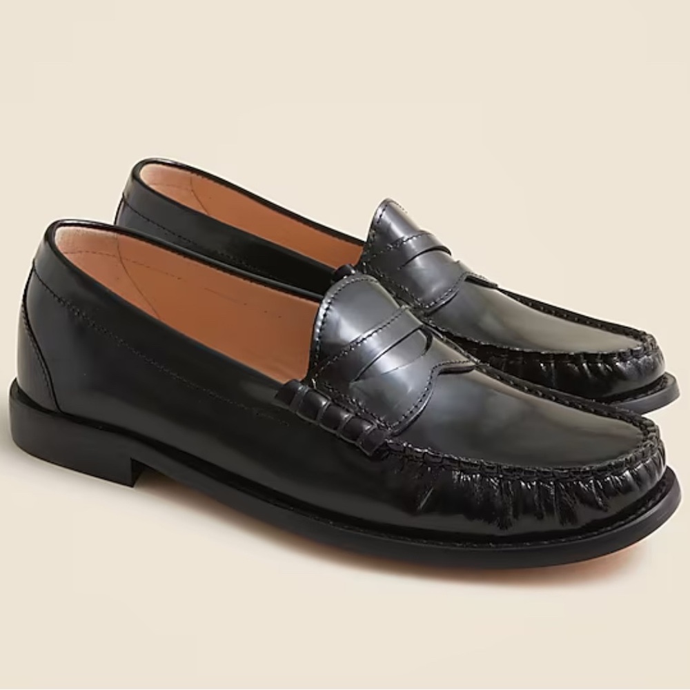J CREW Size 8 Penny Loafer Patent Black - Barely Worn